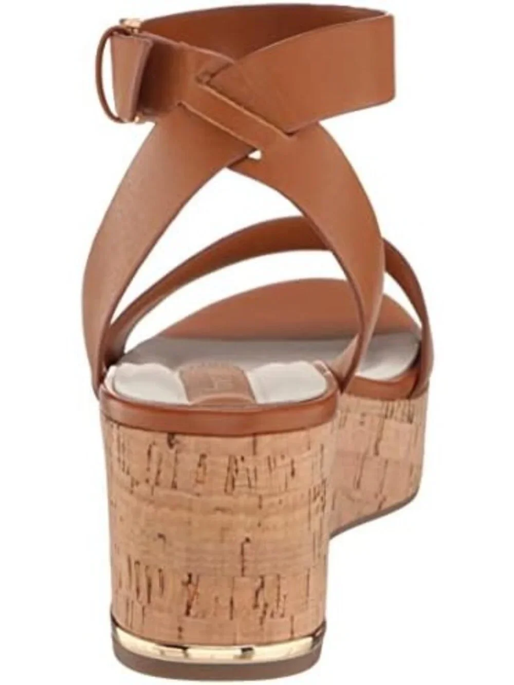 Franco Sarto Brown Cork Wedge Sandals with Ankle Strap, Size 10M - New